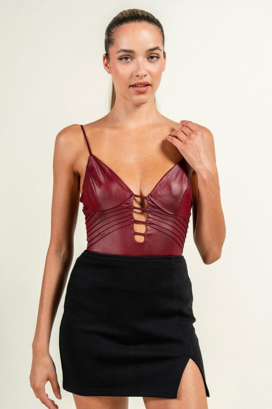 SILVIA LEATHER BODYSUIT
