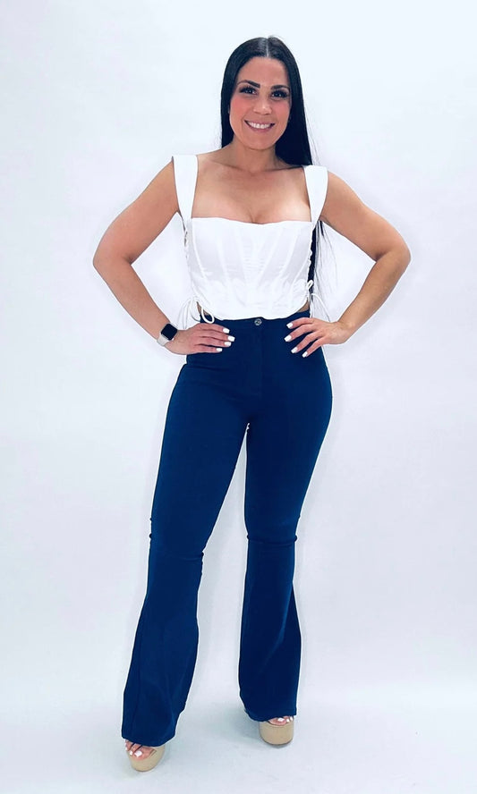 PAULA BLUE BOTTON PANTS