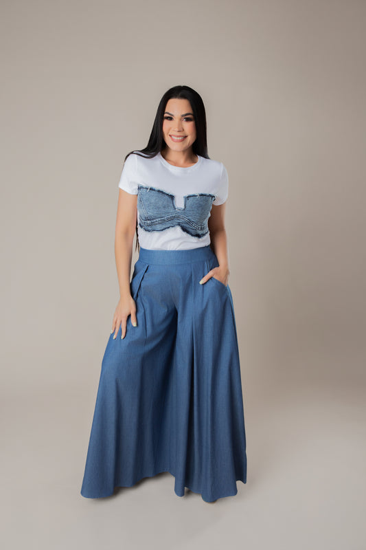 ALEJANDRA DENIM PALAZZO PANTS