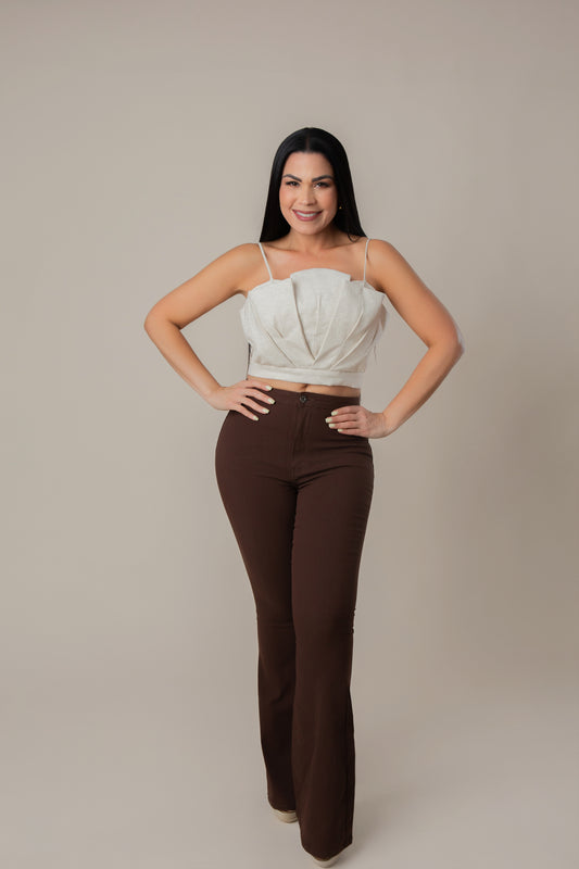 PAULA CHOCOLATE BOTTON PANTS
