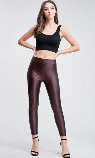 NORA METALIC WINE LEGGINGS