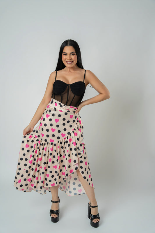 JENNIFER HEARTS PRINT SKIRT
