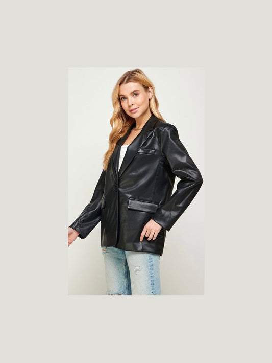 BRITNEY LEATHER BLAZER