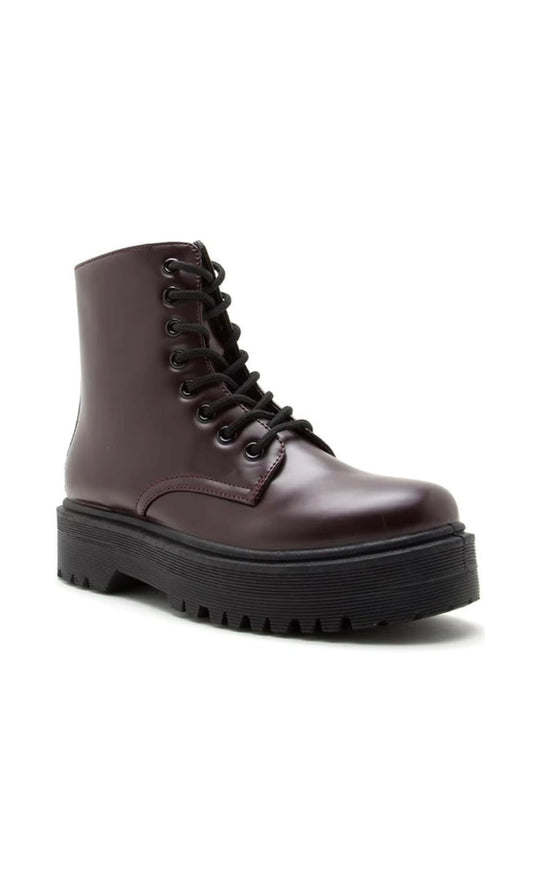 ANNY BURGUNDY PU BOOTS