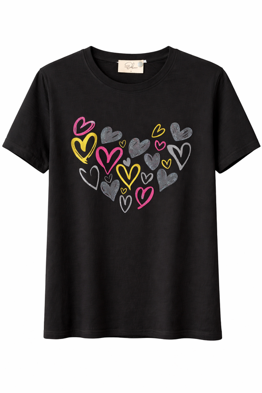 HEARTS PRINT T-SHIRT