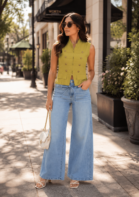 CAROLINE RISE WIDE JEANS