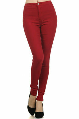 ROSIBEL BURGUNDY STRETCH PANTS