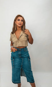 IVETTE DENIM CARGO SKIRT