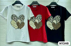 ANIMAL PRINT HEARTS T-SHIRT