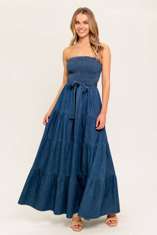 HEYDI DENIM MIDI DRESS