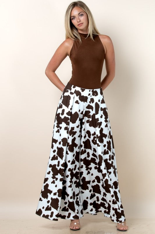 PALAZZO COW PRINT PANTS