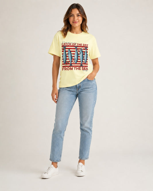 CATCH OF THE DAY PRINT T-SHIRT