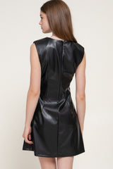 AMANDA LEATHER MINI DRESS
