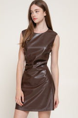 AMANDA LEATHER MINI DRESS