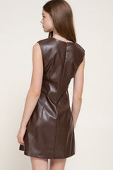 AMANDA LEATHER MINI DRESS