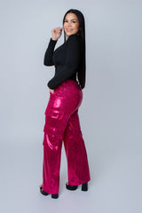 JULISSA SEQUIN CARGO PANTS