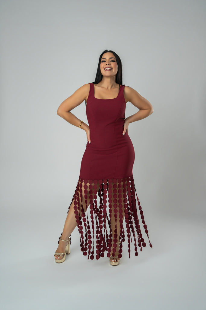 burgundy ruffle maxi dress Bluivy Burgundy Ruffle Hem Wrap Maxi Dress – ReFINE309