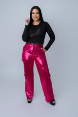 JULISSA SEQUIN CARGO PANTS