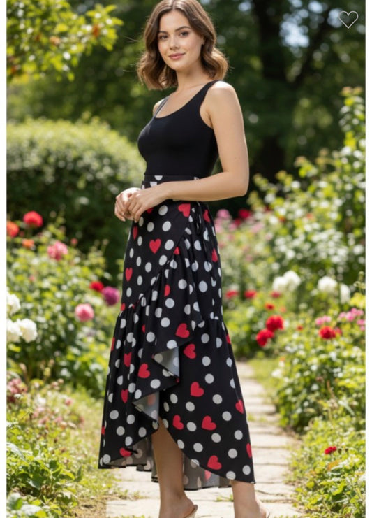 JENNIFER HEARTS PRINT SKIRT