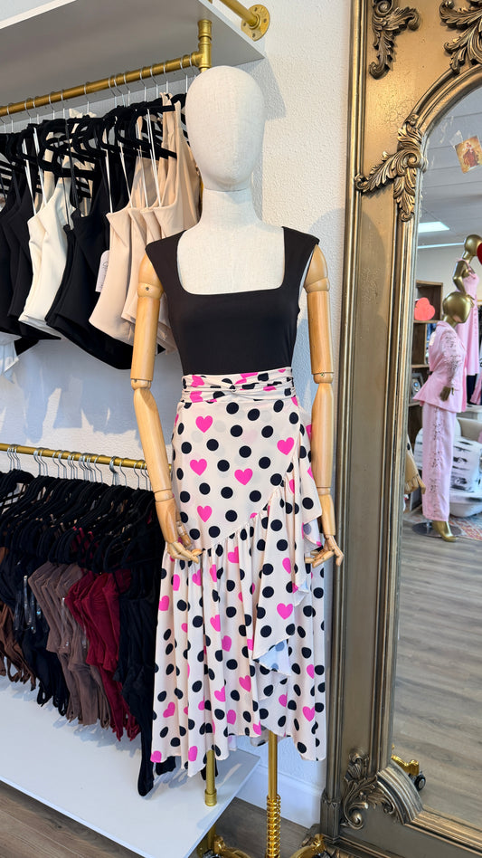 JENNIFER HEARTS PRINT SKIRT