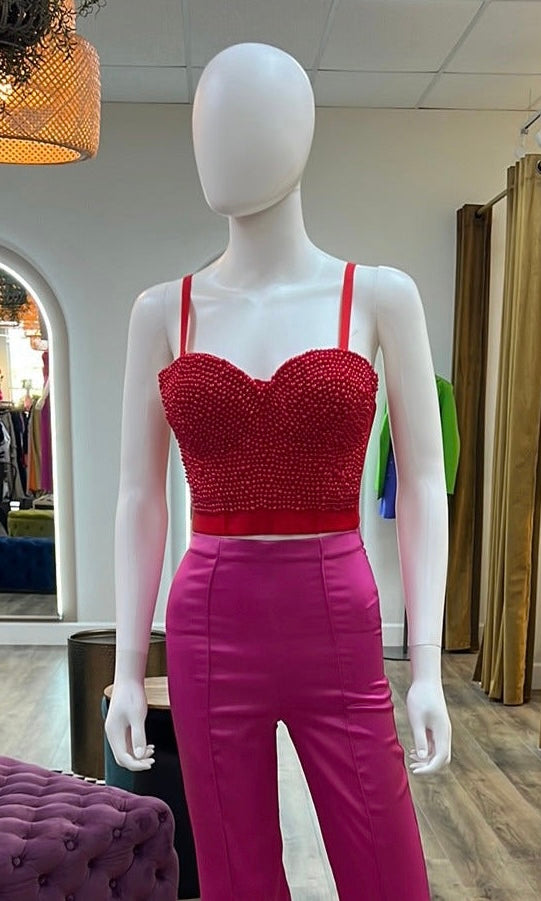 ISSA RED CROP TOP
