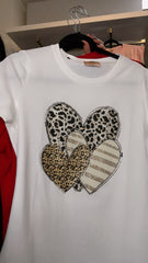 ANIMAL PRINT HEARTS T-SHIRT