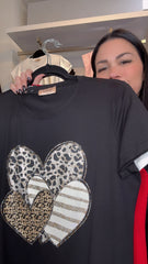 ANIMAL PRINT HEARTS T-SHIRT