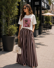 CORALIA STRIPE PALAZZO PANTS