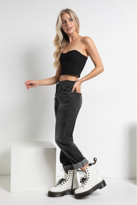 DAYSI BLACK CROP TOP