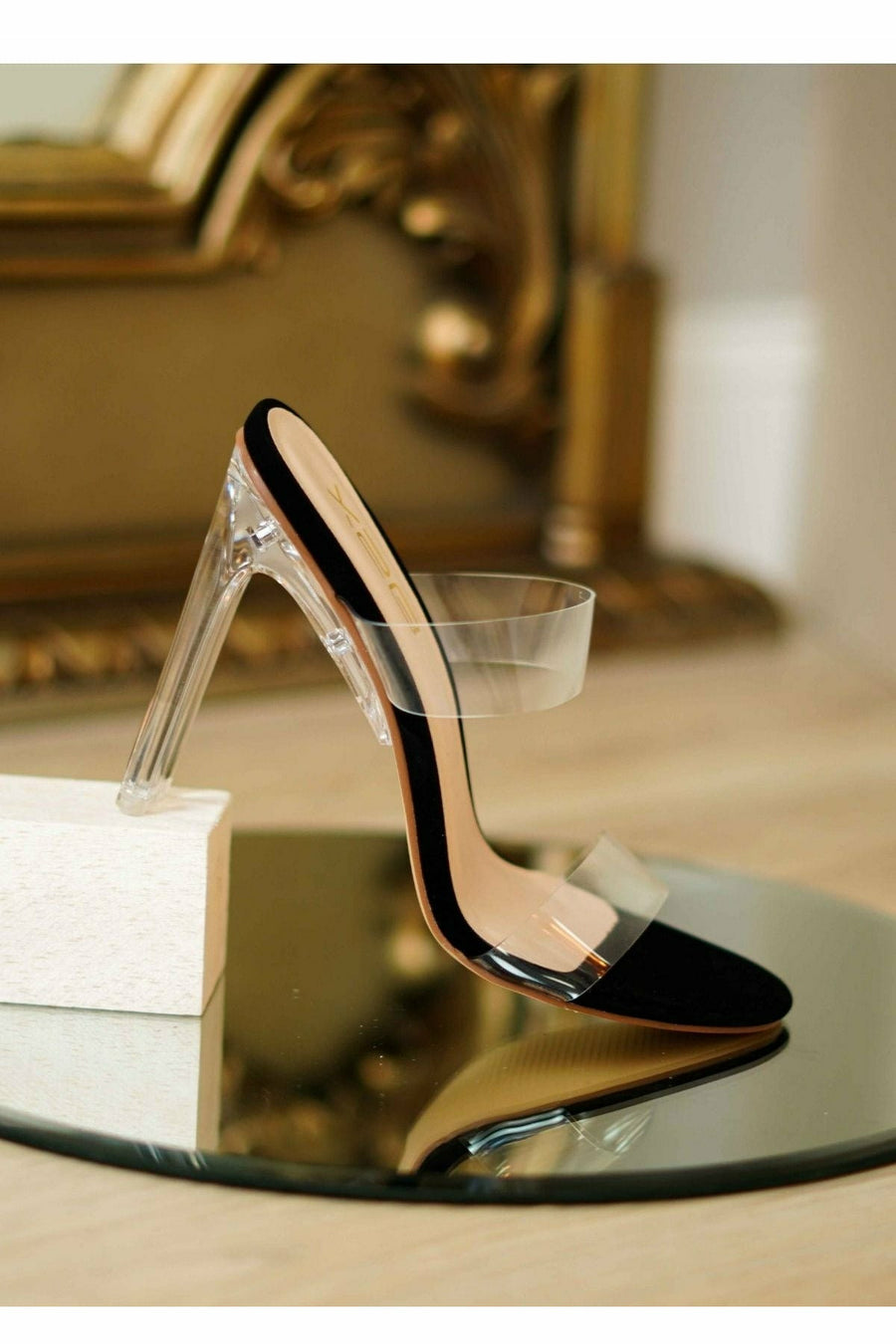 KARLA CLEAR BLACK SANDALS